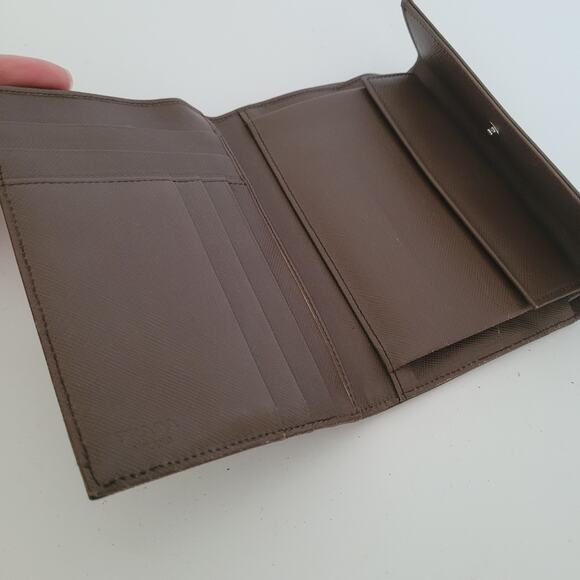 PRADA Tessuto Khaki Green Nylon Leather Logo Plate Wallet Medium Envelope Medium - Picture 3 of 11